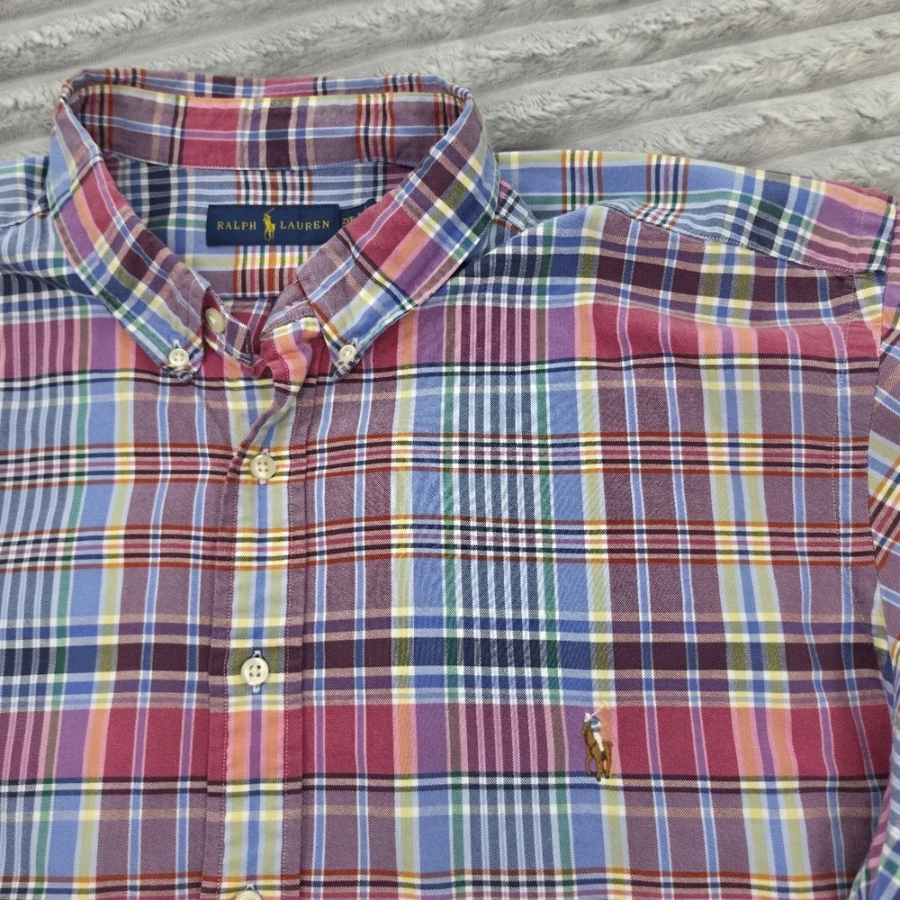 Ralph Lauren Mens Multicolor Plaid Classic Fit Button Down 2XB Colored Pony